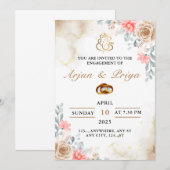 インドの婚約式招待状、指輪交換式 招待状 (正面/裏面)