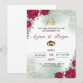 インドの婚約招待状カード、指輪の儀式 招待状 (正面/裏面)