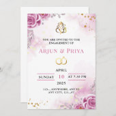 インドの婚約招待状カード、編集可能 招待状 (正面/裏面)