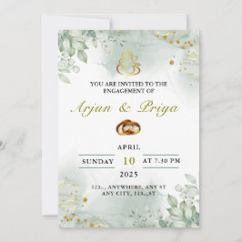 インドの婚約招待状、指輪交換式 招待状