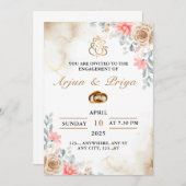 インドの婚約招待状、指輪式の招待状 招待状 (正面/裏面)