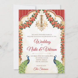 インドの孔雀の招待状 & ヒンズー教の結婚式のカード 招待状