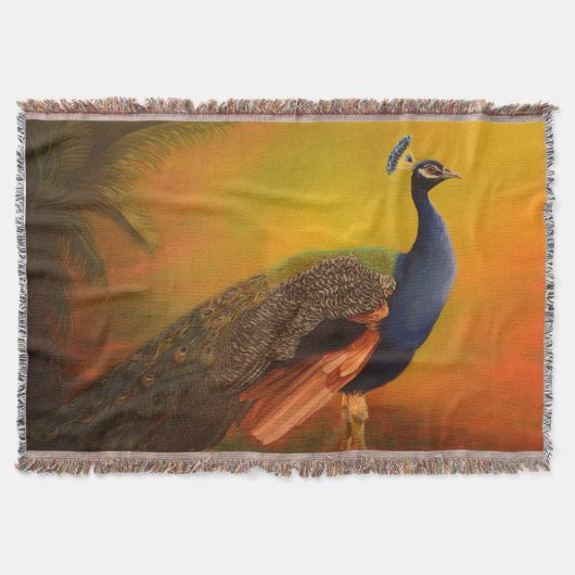 インドの孔雀 スローブランケット (正面)