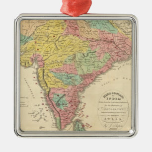 インドの戦いおよびSeiges Chonologyの地図 メタルオーナメント