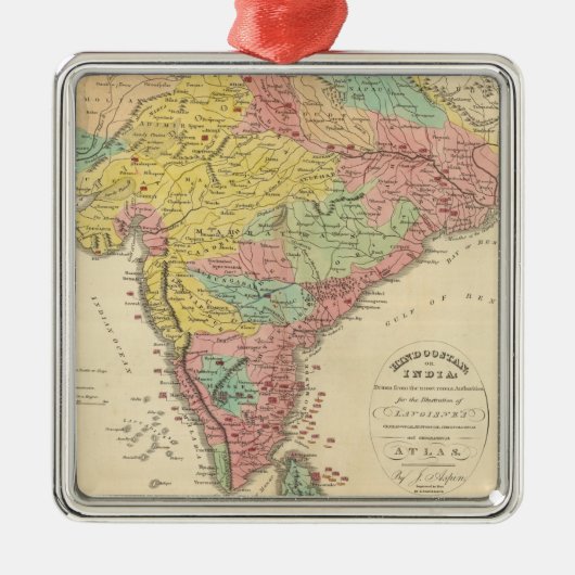 インドの戦いおよびSeiges Chonologyの地図 メタルオーナメント (正面)