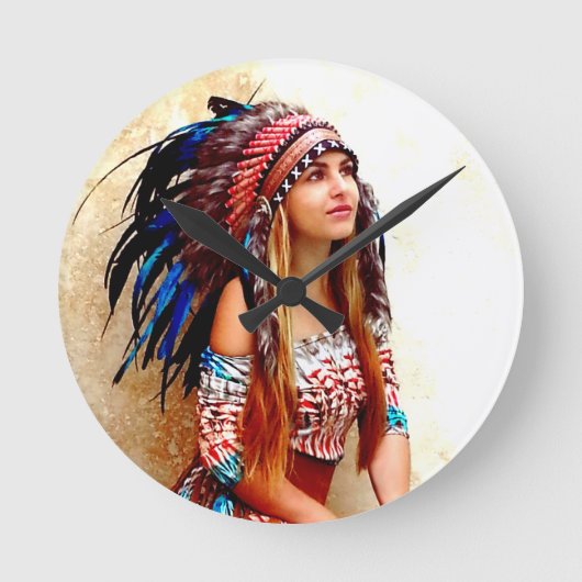 インドの戦士 ラウンド壁時計 (正面)