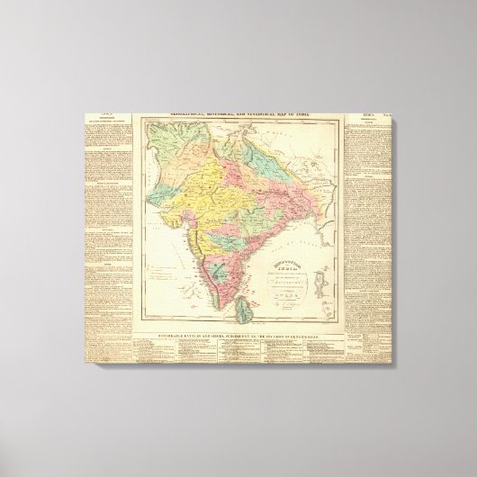 インドの戦闘とセigesの軟骨学の地図 キャンバスプリント (正面)