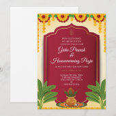 インドの新築祝い招待状 デジタルダウンロード 招待状 (正面/裏面)