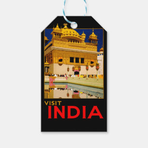 インドの旅行ポスター インドのヴィンテージアート ギフトタグ