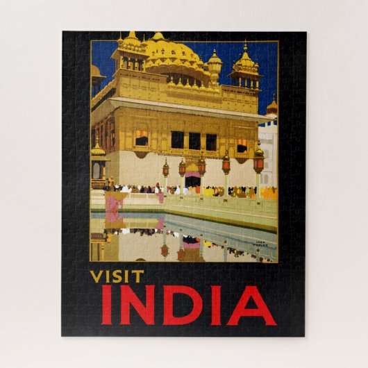 インドの旅行ポスター インドのヴィンテージアート ジグソーパズル (縦)