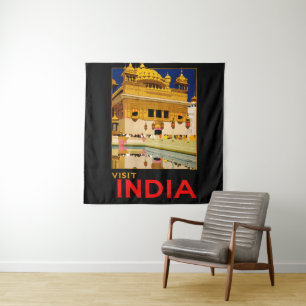 インドの旅行ポスター インドのヴィンテージアート タペストリー