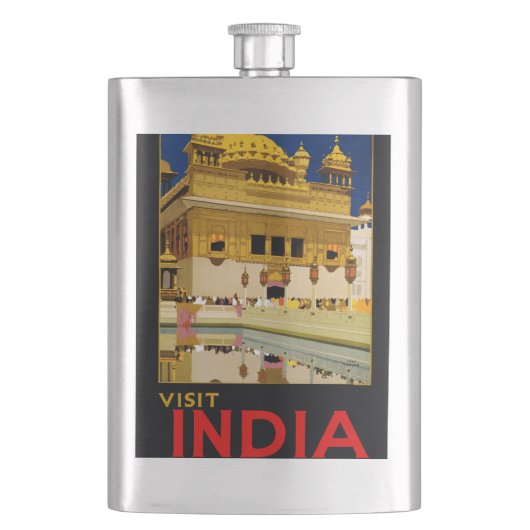 インドの旅行ポスター インドのヴィンテージアート フラスク (正面)