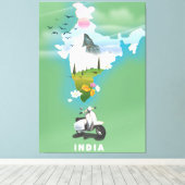 インドの旅行ポスター キャンバスプリント (インサイチュ (ウッドフロア))