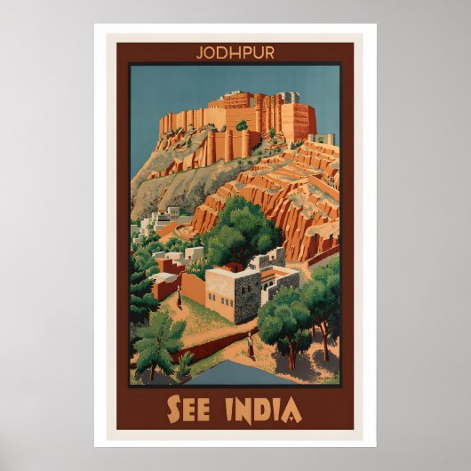 インドの旅 ビンテージ旅行ポスター ジョードプール ポスター (正面)