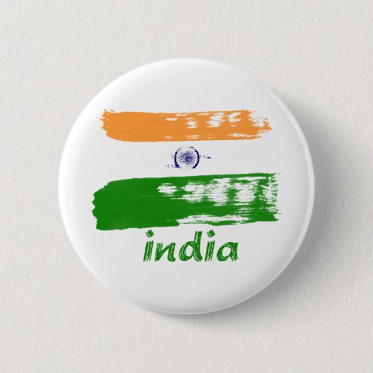 インドの旗のブラシの打撃のデザイン 缶バッジ (正面)