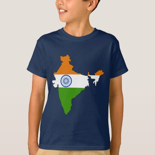 インドの旗の地図 Tシャツ (正面)