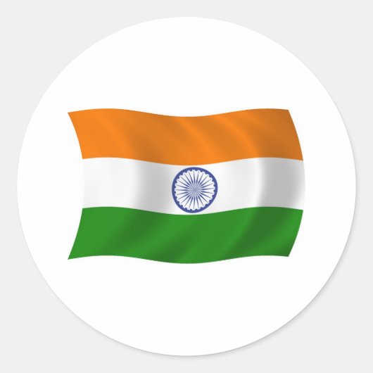 インドの旗ステッカー ラウンドシール (正面)