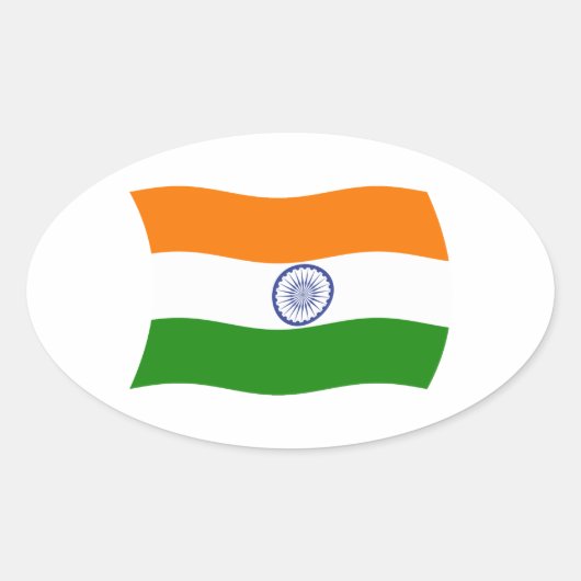 インドの旗ステッカー 楕円形シール (正面)