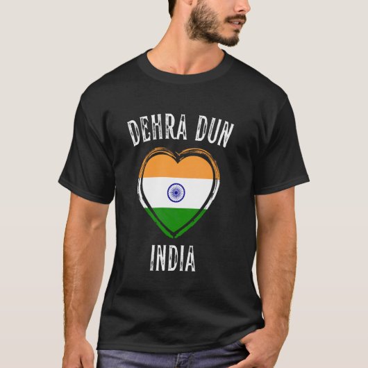インドの旗ハート デラドゥン市 Tシャツ (正面)