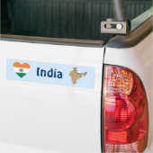 インドの旗ハート + 地図 ステッカー (トラック上)