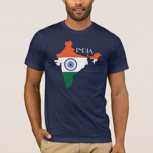 インドの旗地図のワイシャツ Tシャツ (正面)