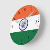 インドの旗 ラウンド壁時計 (傾斜)