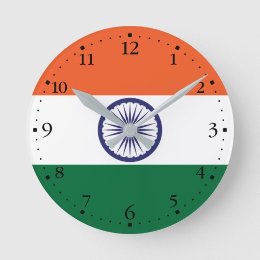 インドの旗 ラウンド壁時計 (正面)