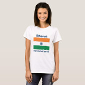 インドの旗 + 地図 + 文字のTシャツ Tシャツ (正面フル)