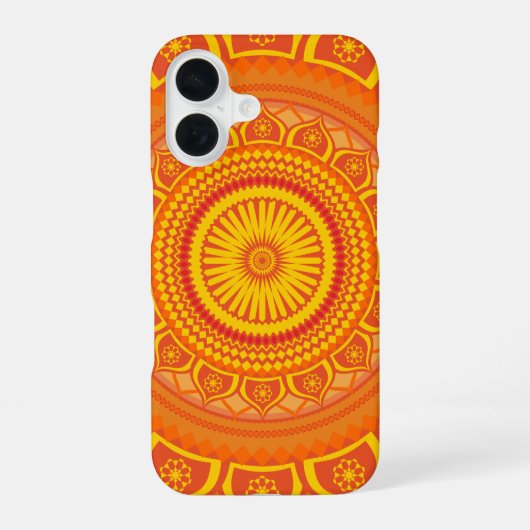 インドの曼荼羅 オレンジ iPhone 16ケース (裏面)