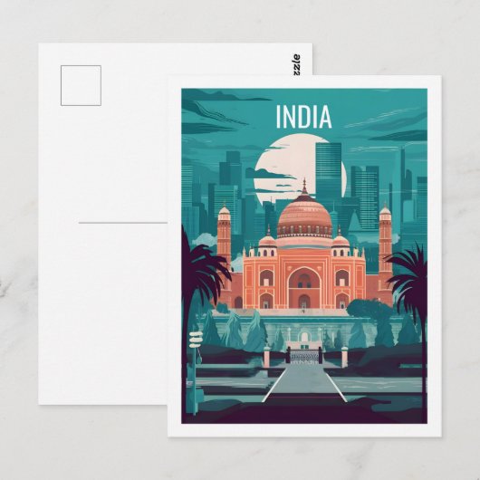 インドの有名な旅行先 ポストカード (正面/裏面)