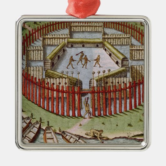 インドの村 メタルオーナメント (正面)