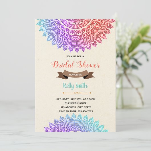 インドの模様をテーマにした招待状 招待状 (スタンド正面)