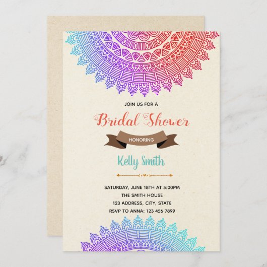インドの模様をテーマにした招待状 招待状 (正面/裏面)