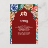 インドの民俗アート エレファント ダークレッド ウェディング ディテール エンクロージャーカード (正面)