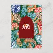 インドの民俗アート エレファント ダークレッド ウェディング ディテール エンクロージャーカード (裏面)