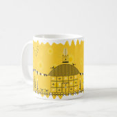 インドの民芸Warli (黄色) コーヒーマグカップ (正面左)