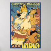 インドの洞窟の寺院ヴィンテージ旅行ポスターを参照 ポスター (正面)