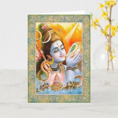 インドの神か主Shiva -挨拶状 カード (黄色い花)
