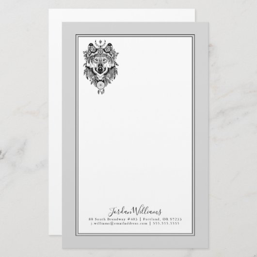 インドの種族のオオカミは|あなたの名前を加えます 便箋 (正面/裏面)