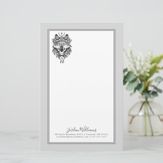 インドの種族のオオカミは|あなたの名前を加えます 便箋 (スタンド正面)