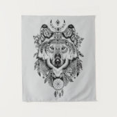 インドの種族のオオカミ タペストリー (正面)