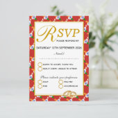 インドの結婚お祝いRSVP RED応答カード 出欠カード (スタンド正面)
