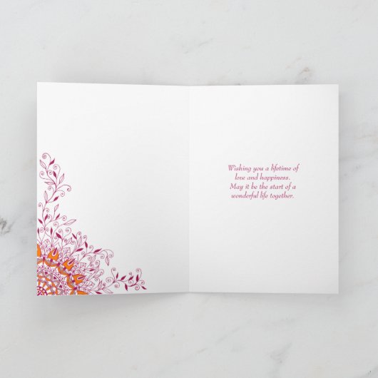 インドの結婚式おめでとうございます カード (内部)