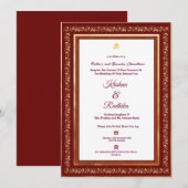 インドの結婚式のエスニックな高級ヒンズー招待状 招待状 (正面/裏面)