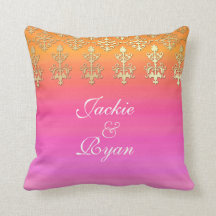 インドの結婚式のモノグラムのピンクの金ゴールド