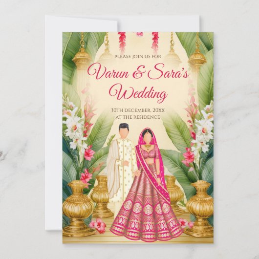 インドの結婚式の招待状 & インドの結婚式のカード 招待状 (正面)