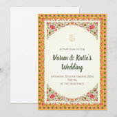 インドの結婚式の招待状　デジタルヒンズー教の招待状 招待状 (正面/裏面)