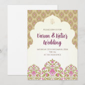 インドの結婚式の招待状 デジタルヒンズー教の結婚式 招待状 (正面/裏面)