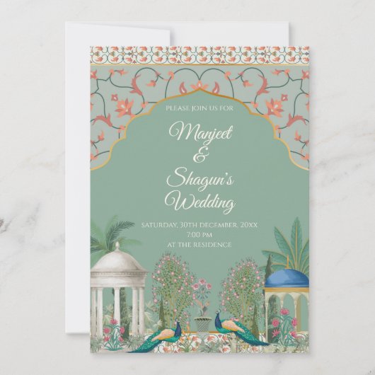 インドの結婚式の招待状　ヒンズー教の結婚式のご案内 招待状 (正面)