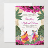 インドの結婚式の招待状 & ヒンズー教の結婚式のカード 招待状 (正面/裏面)